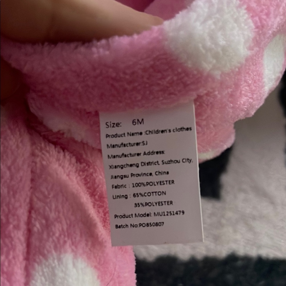 Pink Polka Dot Bear Hooded Onesie - Picture 5 of 5